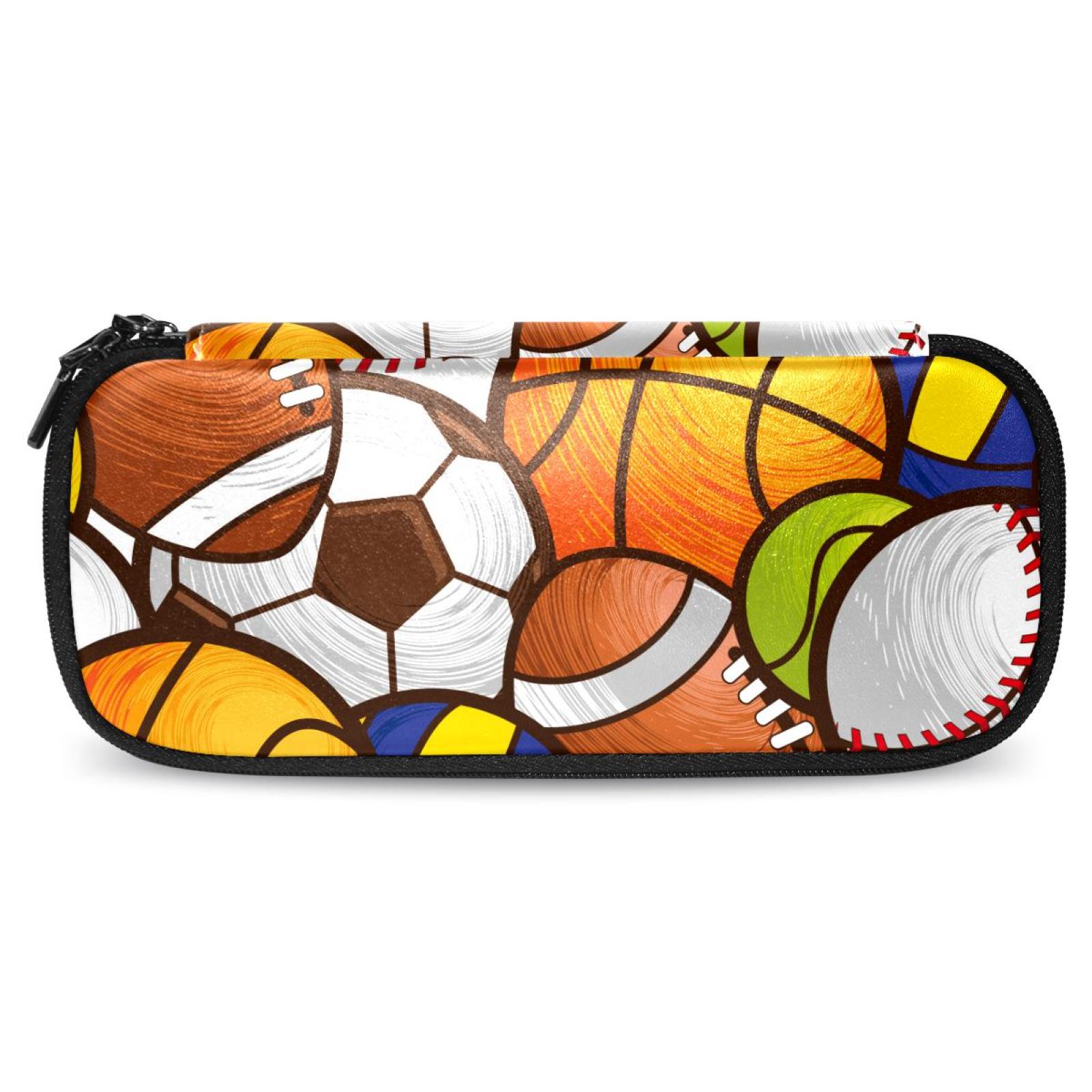 Soccer Football Basketball Pattern Stylish Leather Toiletry Bag