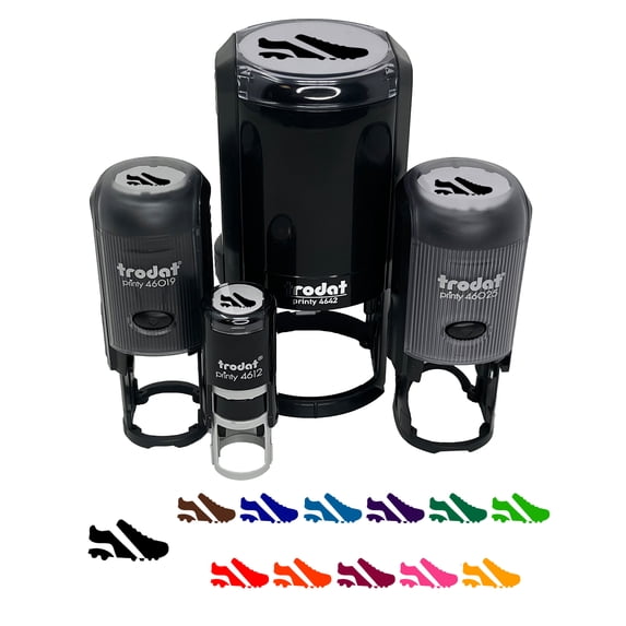 Soccer Football Cleats Sports Shoes Self-Inking Rubber Stamp Ink Stamper - Brown Ink - Medium 1 Inch