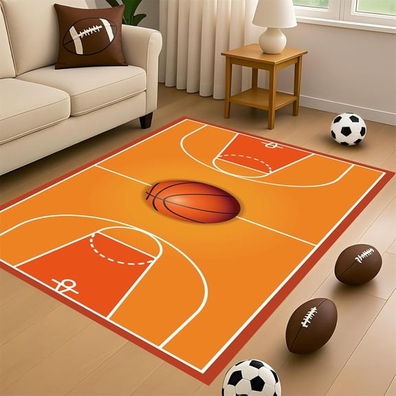 Soccer Football Field Area Rug, Sports Game Pattern Carpet, Washable Non Slip Low Pile Soft Thin, Bedroom Game Room Living Room Home Decor Mat 5x8ft