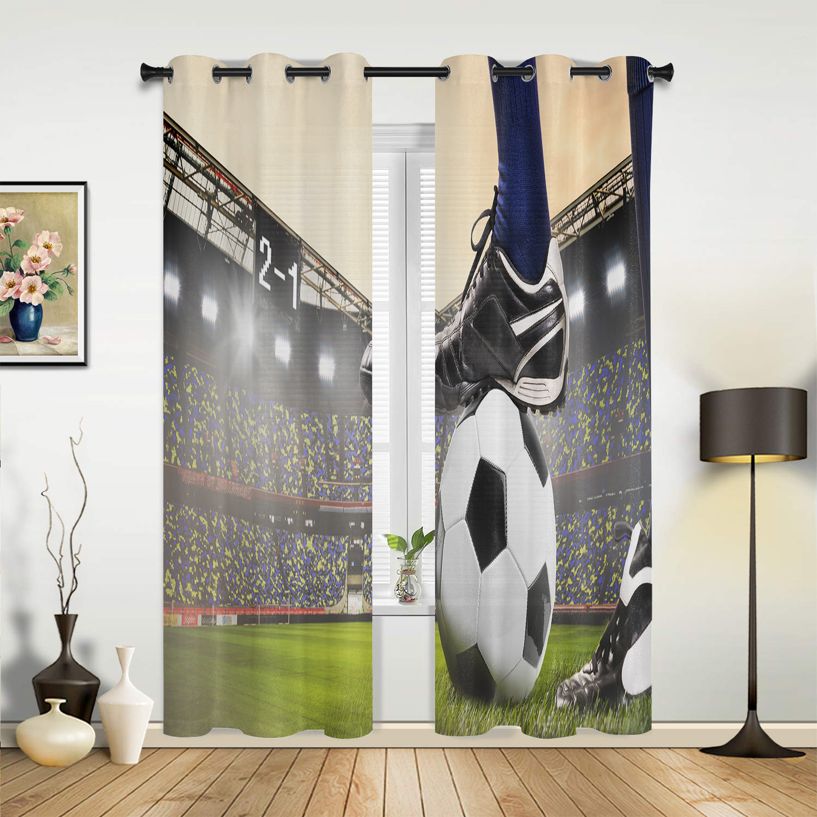 Soccer Football Field Design Green Curtains for Bedroom Living Room ...