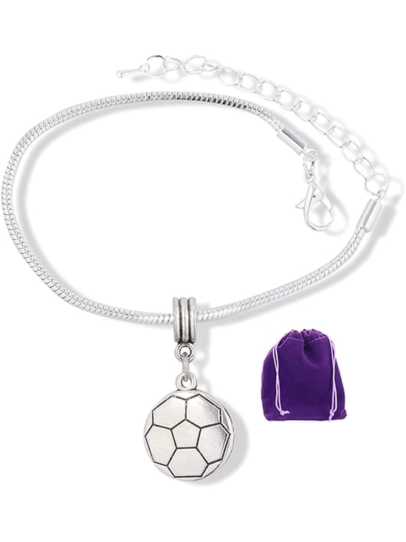 Soccer Football Sports Ball Snake Chain Charm Bracelet