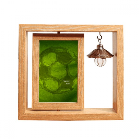 Soccer Football Sports Green Wooden Rotating Picture Photo Frame 4x6