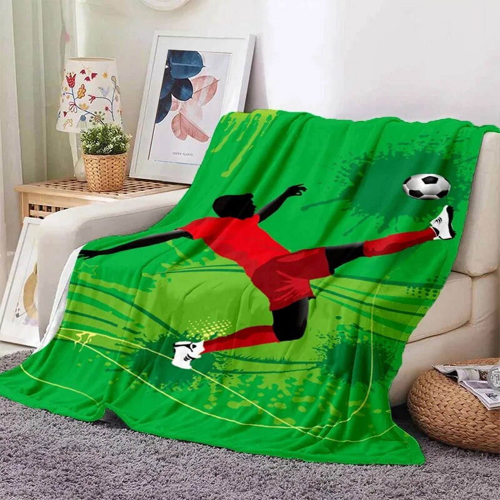 Soccer Football Sports Silhouette Printing Warm Soft Plush Sofa Bed