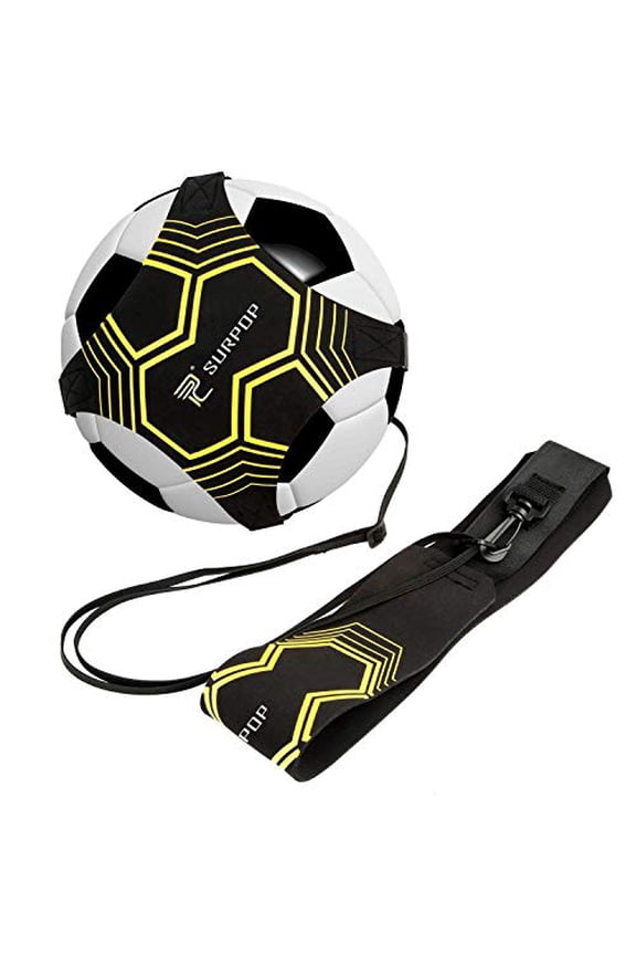 Soccer/Volleyball/Rugby Trainer, Football Kick Throw Solo Practice Training Aid Control Skills Adjustable Waist Belt for Kids Adults (Black)