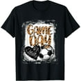 thumbnail image 1 of Soccer Game Day Women Leopard Cheetah Print Soccer Fan Funny Creative Graphic T-Shirt, 1 of 3
