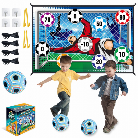 Soccer Game Set Toddlers Soccer Goals with Mat, Soccer Practice Equipment for Kids Christmas Birthday Gifts(Blue)