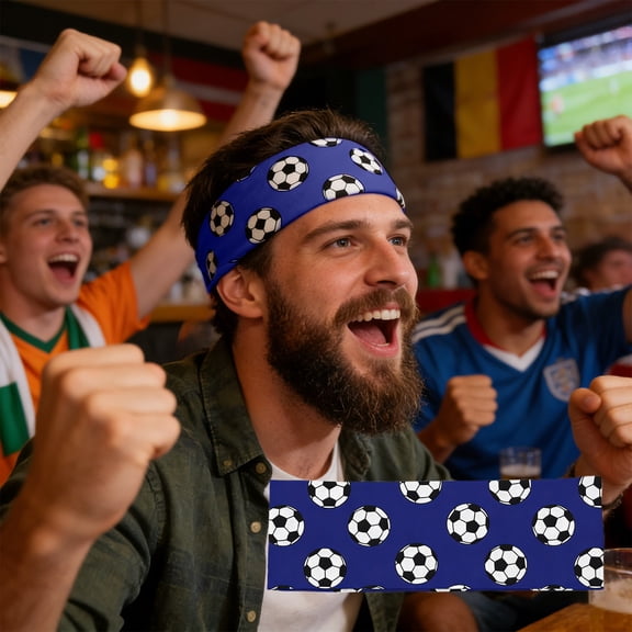 Soccer Gamg Decorations Headband Soft Elastic Nylon Colorful Soccer Print Options Breathable Fit, 13 Colors Selection Sports Event Active Wear