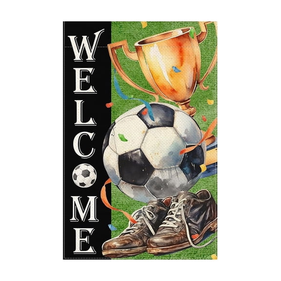 Soccer Garden Flag Double Sided Soccer Ball Yard Outdoor Flag for Outside House Porch Patio Decor Yellow