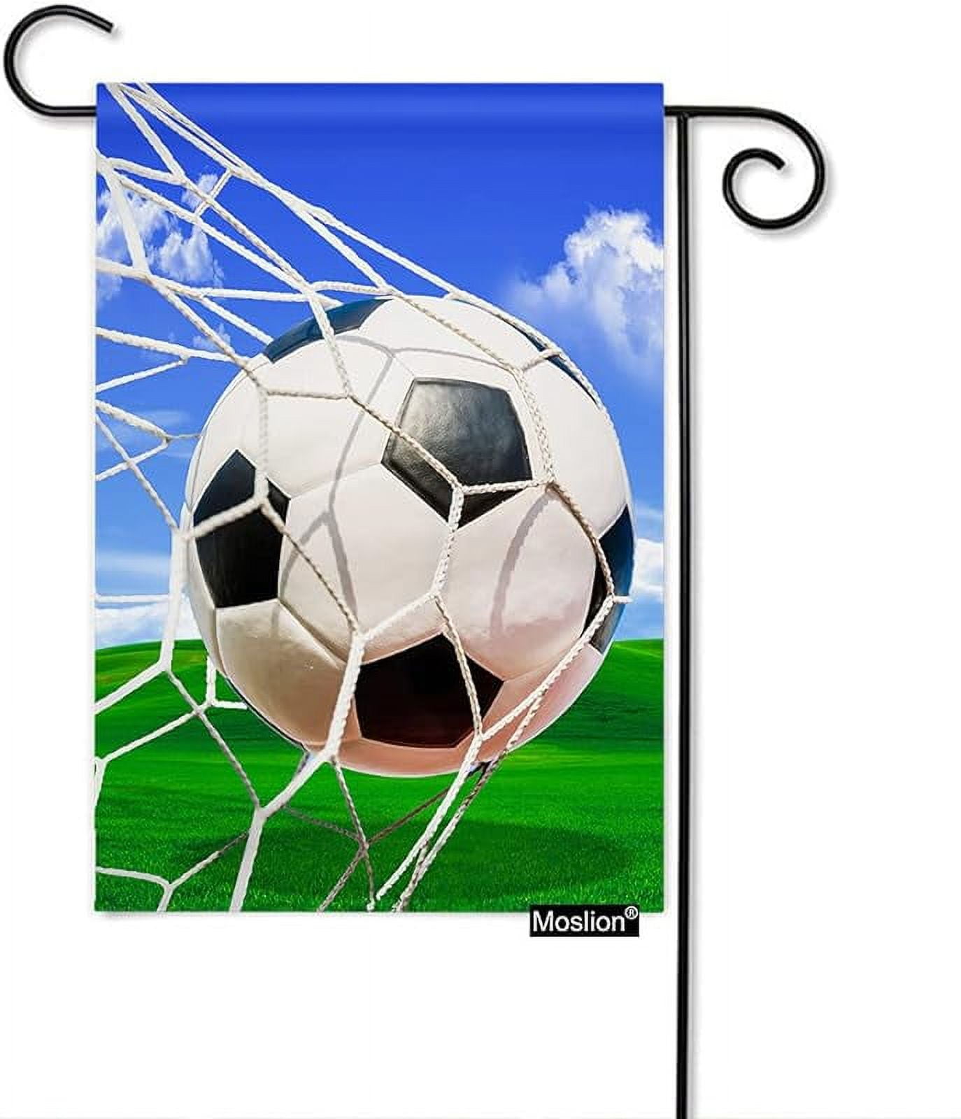 Soccer Garden Flag Vertical Double Sided Sports White and Black