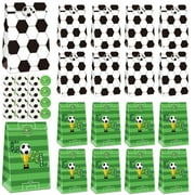 Soccer Gift Bags, 20 Pack Paper Soccer Goodie Bags with Stickers, Soccer Party Favors Treat Bags for Kid's Birthday, Soccer Game Day, Baby Shower, Game Celebration