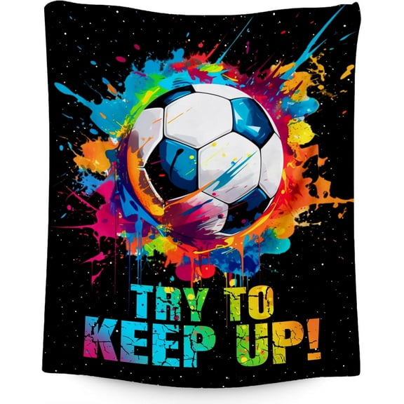 Soccer Gifts for Boys Soccer Blanket Gift for Sport Lovers Flannel Throw Blankets for Kids Girls Teens Sports Decorations for Room Team Player (Colorful 40x50 Inch)