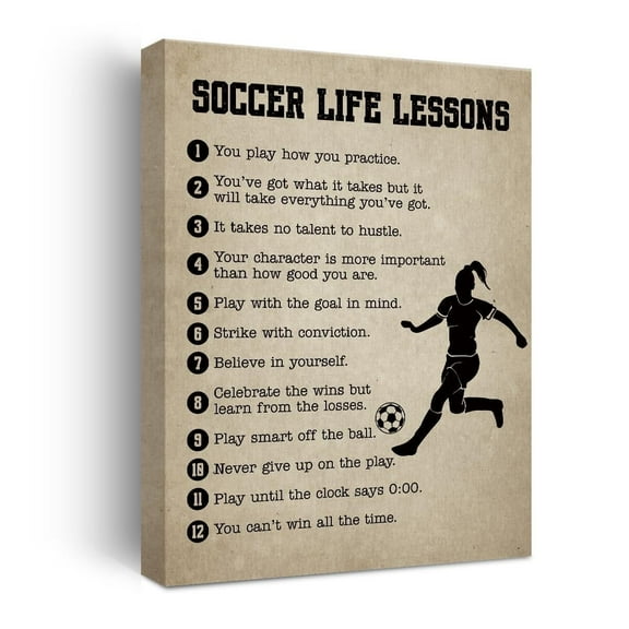 Soccer Gifts Inspirational Wall Decor Canvas Wall Art Artwork Sports Art Paintings Soccer Posters for Soccer Player Athletes Living Room Sports Club Playroom Bedroom Girls Room Gym Decor