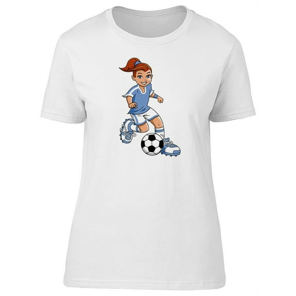 Soccer Girl Player Cartoon T-Shirt Women -Image by Shutterstock, Female Small
