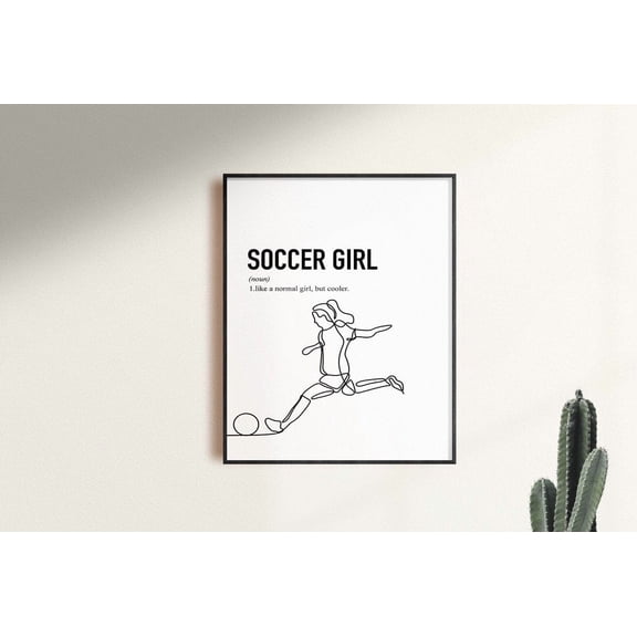 Soccer Girl Teen Sports Wall Art, Stretched Canvas Size 8x12