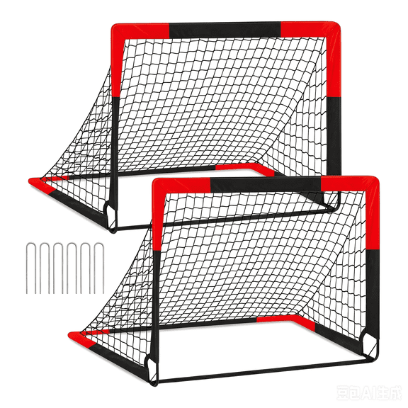 2 Pack Soccer Goal - Portable Pop Up Soccer Nets 4x3 ft for Backyard and Indoor Training, Includes Carrying Bag and Ground Stakes