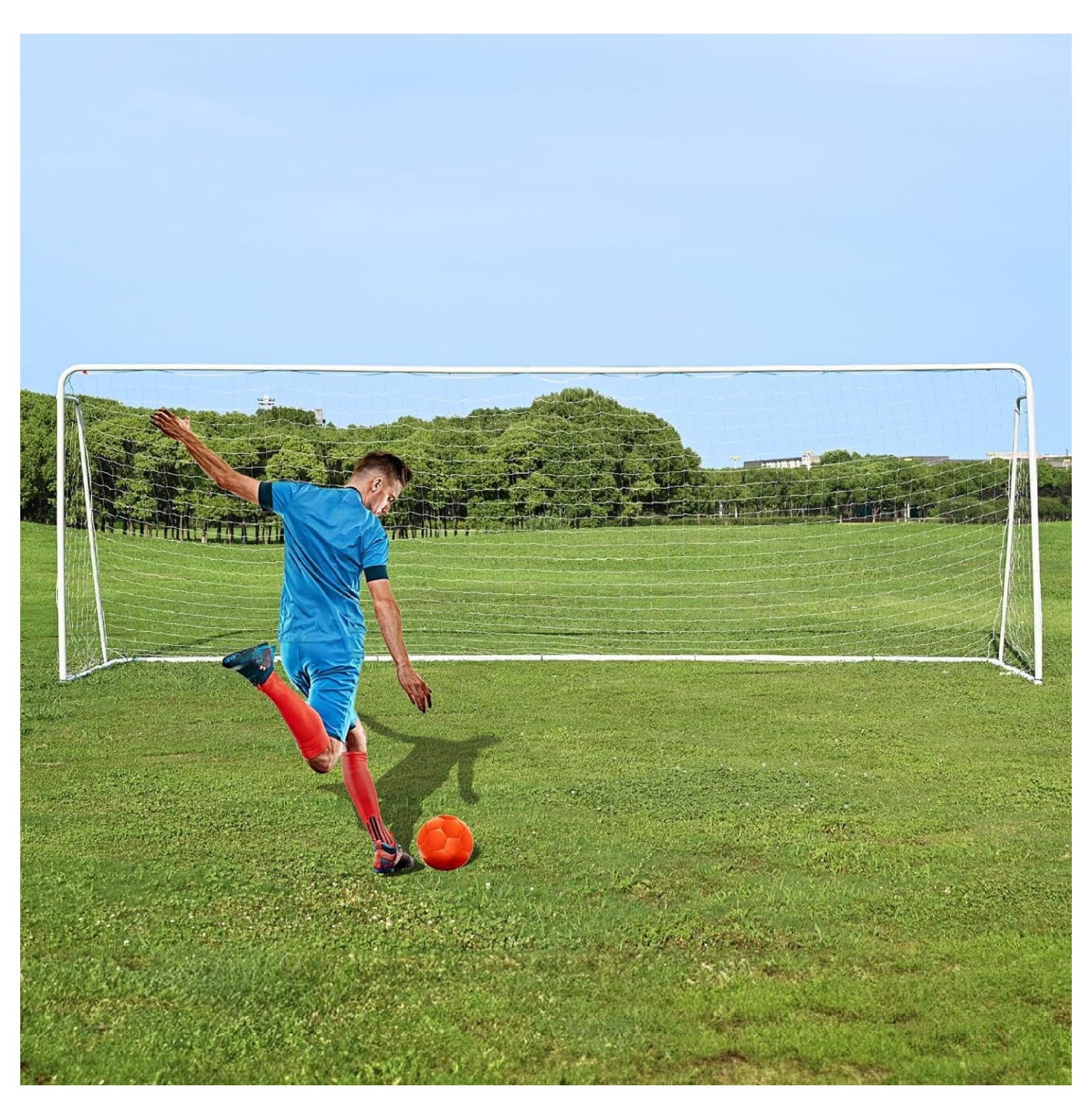Soccer Goal 24FT X 8FT Steel Professional Practice Training Soccer Goal