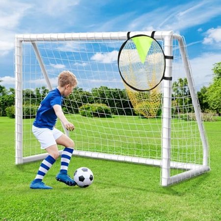 Soccer Goal for Backyard 8x6FT/10x6.5FT/12x6FT Soccer Net with Soccer Targets for Goals Training, Soccer Goals for Kids and Adults with Weatherproof UPVC Frame and Ground Stakes