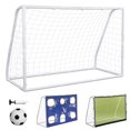thumbnail image 1 of Soccer Goal for Backyard Set, 3-in-1 with Target Cloth Football Goal, 6x4 ft Portable Folding Football Goal for Backyard Practice Beach Communities Schools, 6*4 ft PVC Pipe, White, 1 of 7