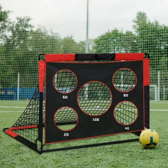 Soccer Goal Portable Soccer Net 2-in-1 Training Target Detachable Soccer Goal Backyard Practice Youth Soccer Training Equipment Foldable Goal Set 47Inch and 7.9mm Rod