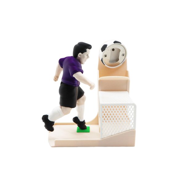 Soccer Goalie Bottle Opener with Score Play - Interactive Beer Cap Catcher & Shooter, Plastic Desktop Gadget for Men
