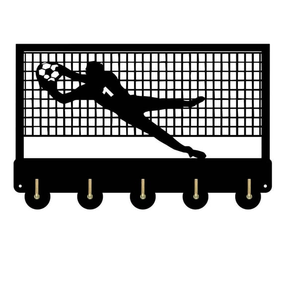 Soccer Goalkeeper Household Decor Wooden Wall Hooks Wall Hanger Coat Rack Keys Bags Clothes Multi-Purpose Keys Handbags Hook Gift for Designer