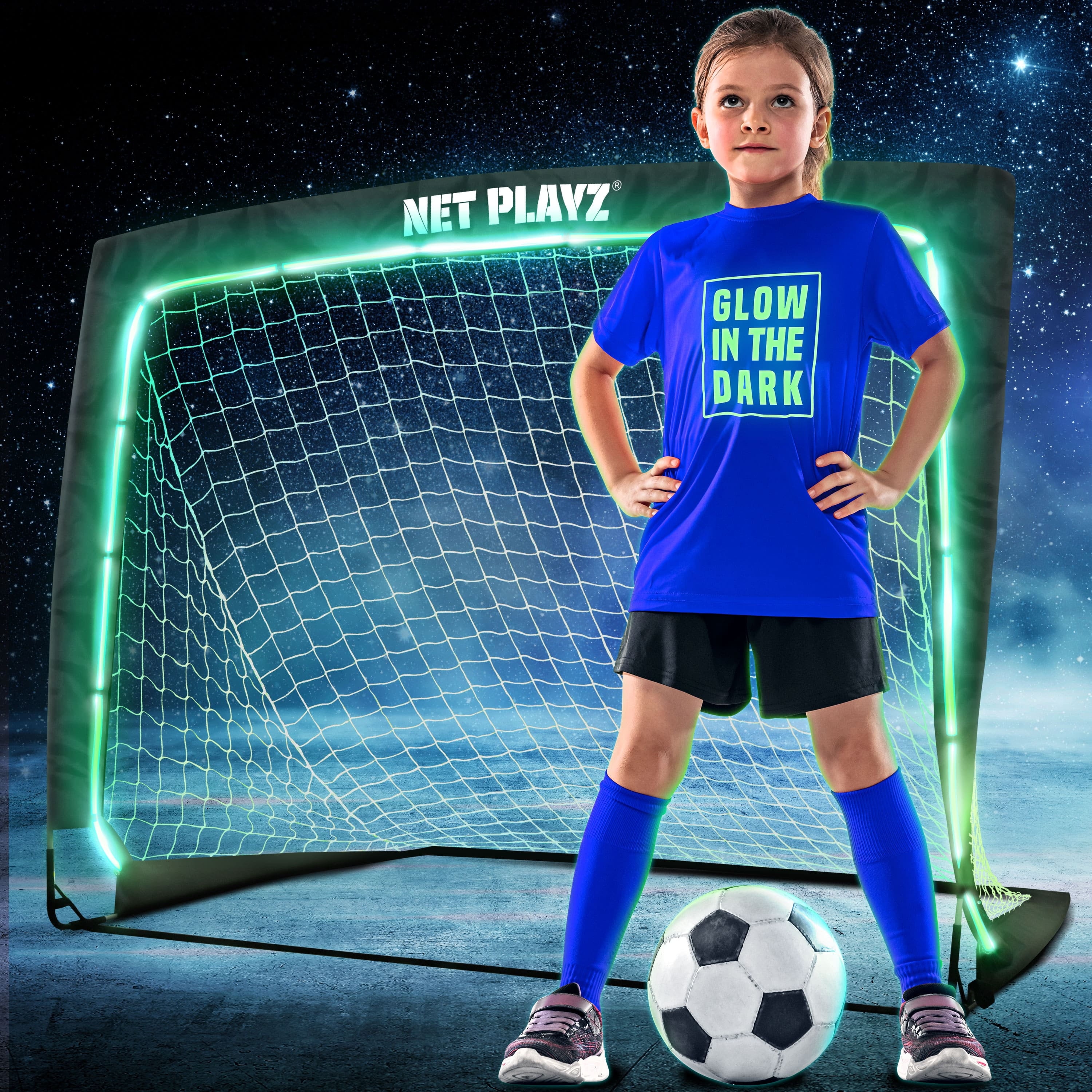 Soccer Goals (Glow in The Dark) Kids Popup Soccer Net Football Goals