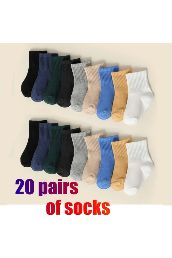 Soccer Grip Socks Youth 20pc Medium and Small Children's Short Tube Thin Solid Color Socks Grip Socks Pilates Multicolor 1Y