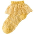 thumbnail image 1 of Soccer Grip Socks Youth Girls Eyelet Flower Socks Ruffle Lace Ankle Dress Sock Seamless Socks for Girls Yellow 7Y, 1 of 3