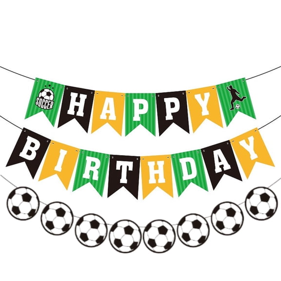 Soccer Happy Birthday Banner Soccers Party Decorations(Assembly Required