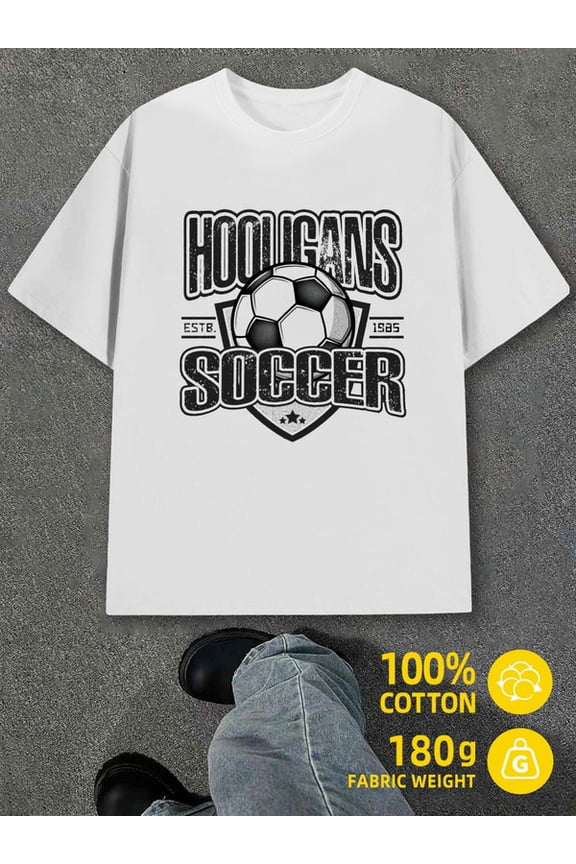Soccer Hooligans Tee for men white 180G 100% Cotton New spring and fall printed T-shirts,fashionable and trendy Trendy Unisex Shirt Graphic tshirts