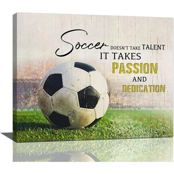 Soccer Inspirational Wall Art Soccer Boys Room Pictures Wall Decor Motivational Sports Theme Canvas Print Painting Framed Modern Home Artwork For Dormitory Bedroom Office 20"x16"