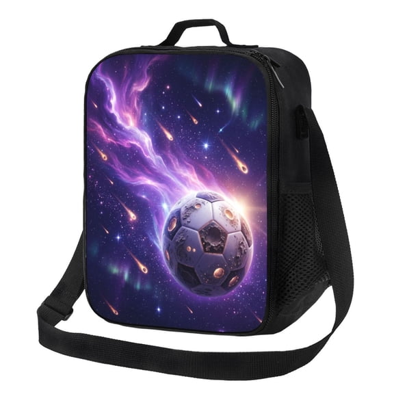 Soccer Insulated Lunch Bag Cool Ice Fire Lightning Reusable Leakproof Thermal Lunch Box With Adjustable Crossbody Strap For Work Office Daily