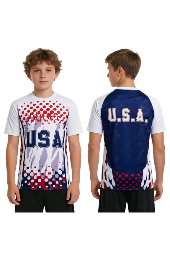 Soccer 2026 Fan Top for Big Boy Short Tee Fan 3D Printed Round Neck Top Size10-11T