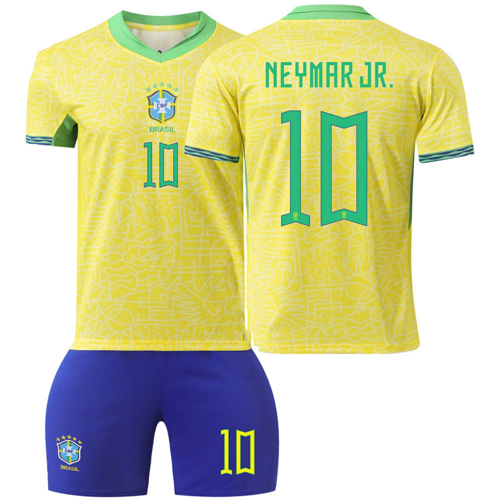 Soccer Jersey Boys Brazil NO.10 NEYMAR JR.—1 Jersey Home and Away ...