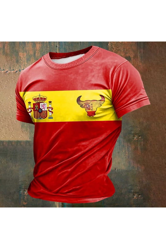 Soccer Jersey Men Men's Spain Bullfighter Breathable Blend Everyday Crew Tee Football Jersey Red L