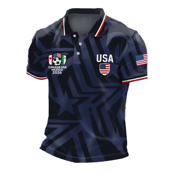 Soccer Jersey for Men USA Patriotic Print Short Sleeve Crew Neck Quick Dry Training Shirt Sports Casual T Shirt American Team Fan Support Top for Match Daily Outdoor