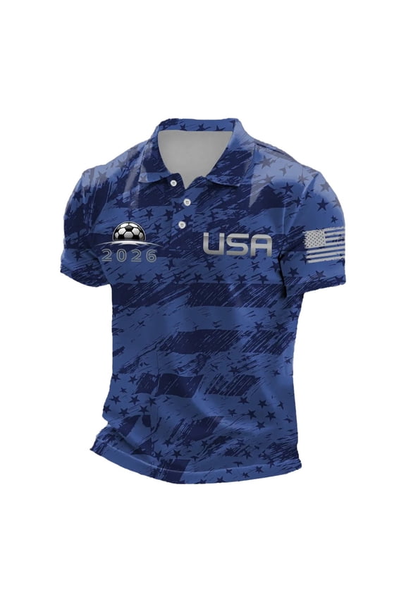 Soccer for Men USA Patriotic Print Short Sleeve Crew Neck Quick Dry Training Shirt Sports Casual T Shirt American Team Fan Support Top for Match Daily Outdoor