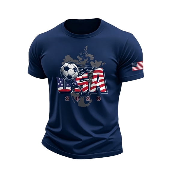 Soccer for Men USA Patriotic Print Short Sleeve Crew Neck Quick Dry Training Shirt Sports Casual T Shirt American Team Fan Support Top for Match Daily Outdoor