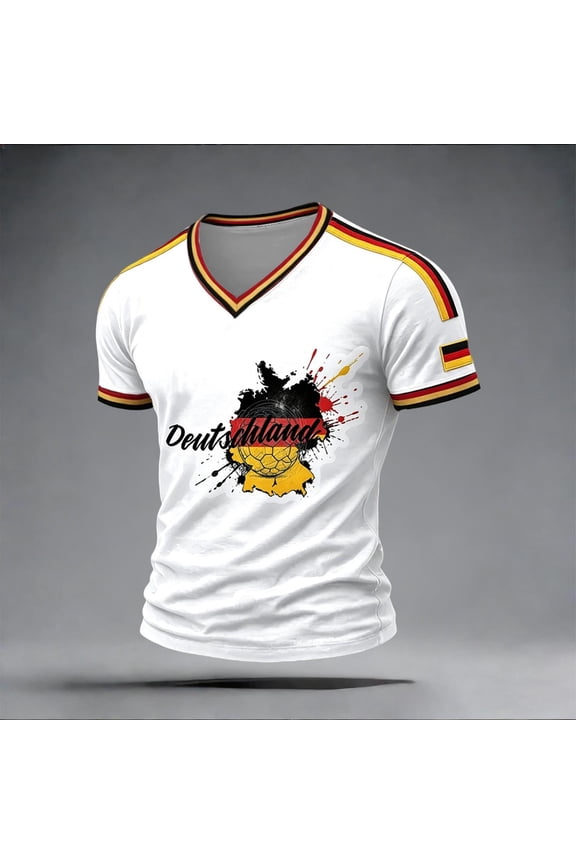 Soccer Jersey Men's Germany Graphic Breathable Lightweight Everyday Create Tee Jersey Shirt White XXL