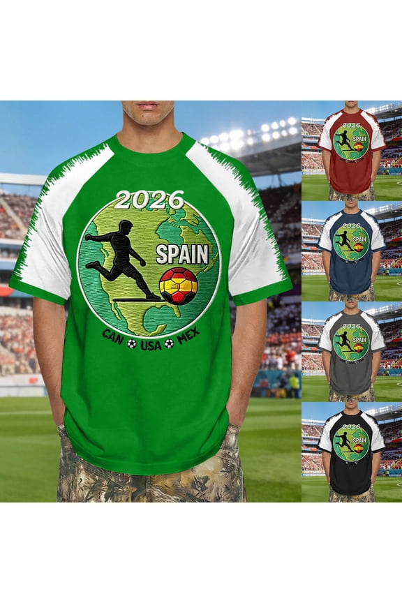Soccer Jersey Men's Spain Football Graphic Raglan Breathable Blend Sport Tee Football Jersey Grey XL