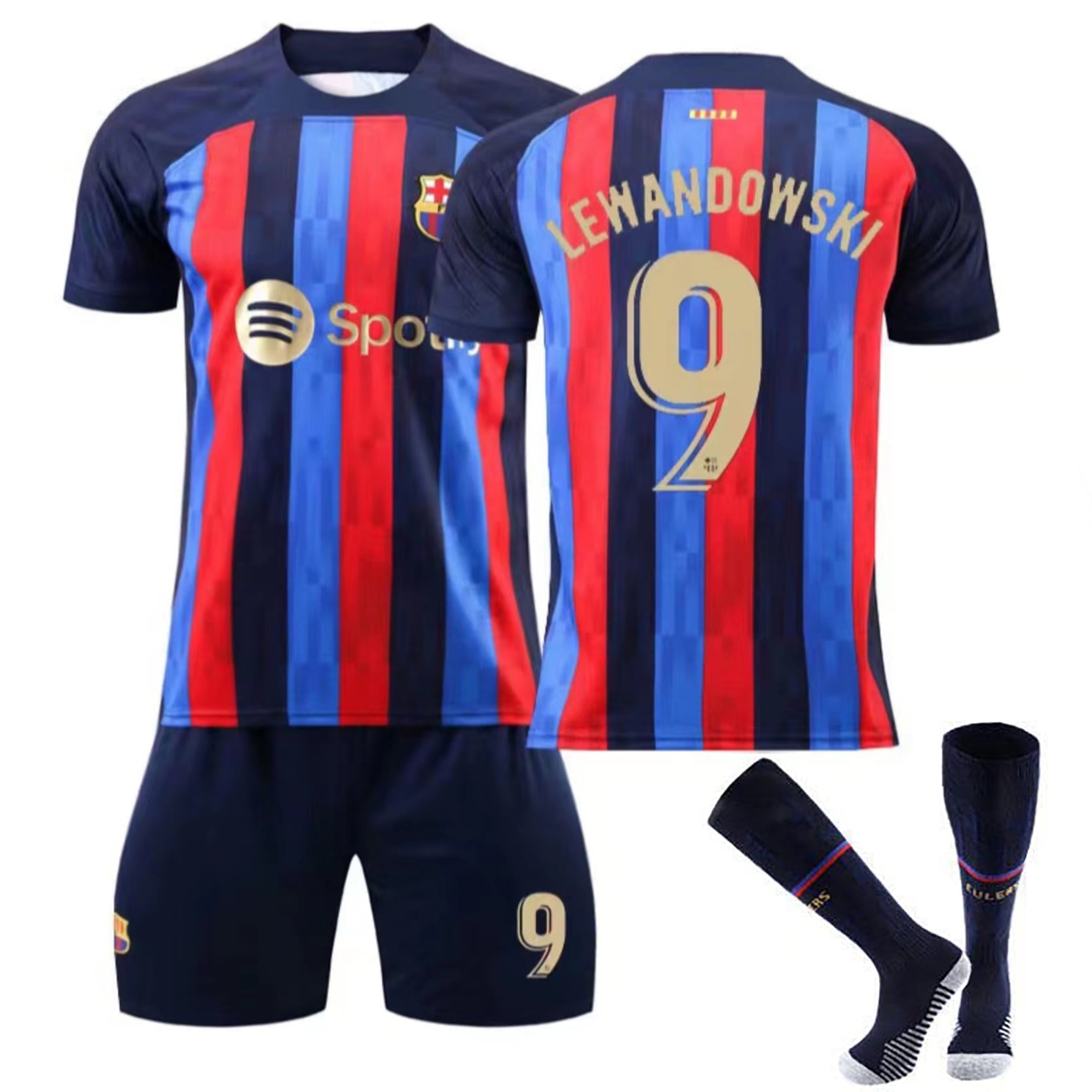 Soccer Jersey Set -Barcelona Team #9- Youth Kids Adults Soccer Fans