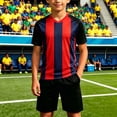 thumbnail image 1 of Soccer Jersey Set Summer Vacation Outfits For Boys 2026 With Mesh Shorts Kids Short Sleeve Football T-Shirt Tops Breathable Athletic Training Sports Uniforms 2-13Y Birthday Graduation Gifts, 1 of 5