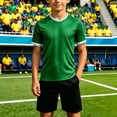 thumbnail image 1 of Soccer Jersey Set Summer Vacation Outfits For Boys 2026 With Mesh Shorts Kids Short Sleeve Football T-Shirt Tops Breathable Athletic Training Sports Uniforms 2-13Y Birthday Graduation Gifts, 1 of 5