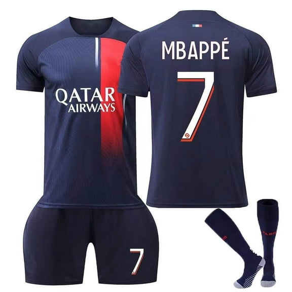 Soccer Jersey Set for kids/ youth Mbappe #7 Jersey, shorts and socks size 28 for 10-11 years old