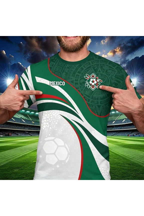 Soccer Jersey Shirt for Men Mexico Crewneck Short Sleeve Men Shirt Summer Printed T Shirt Leisure Shirt Casual Shirts 3XL