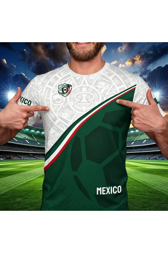 Soccer Jersey Shirt for Men Mexico Crewneck Short Sleeve Men Shirt Summer Printed T Shirt Leisure Shirt Casual Shirts M