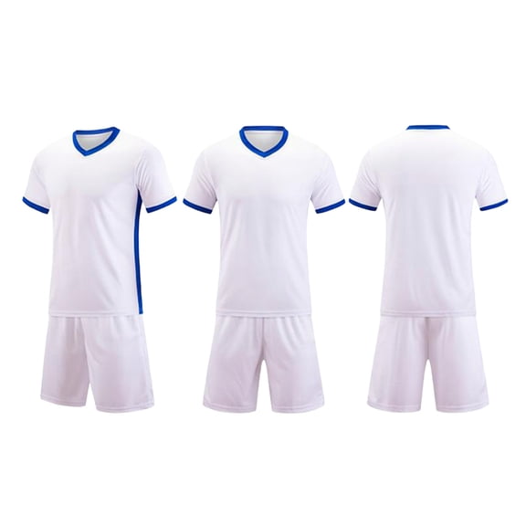 Soccer Jerseys For Boys Crew Neck Short Sleeve Pullover Tops Elastic Waist Shorts Sporty 2 Piece Training Outfits (10-11Years, White)