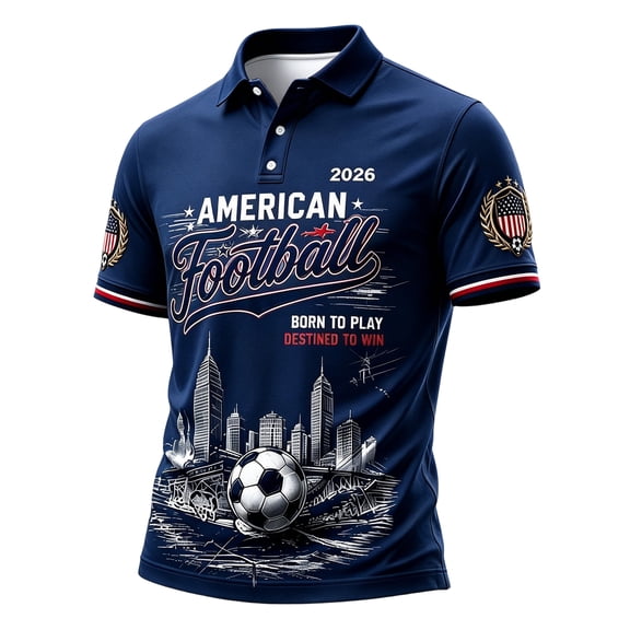 Soccer Jerseys Shirts for Men American Flag USA Team Fans Cup Shirts Mesh Quick Dry Performance Athletic Golf Polo Shirts, S