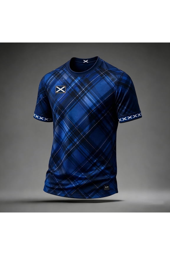 Soccer Jerseys for Men Men's Scotland Print Lightweight Crewneck Everyday Casual Tee Football Jersey Navy S