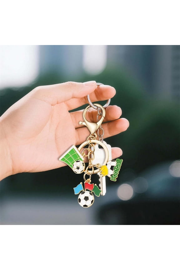 Soccer Keychain for Men Women Fans - Football 2026 Charm Keyrings, Soccer Gifts Sports Theme Gifts for Team Players Coaches Mini 3D Football Soccer&Trophy Charm Keychain Soccer Appreciation Gift